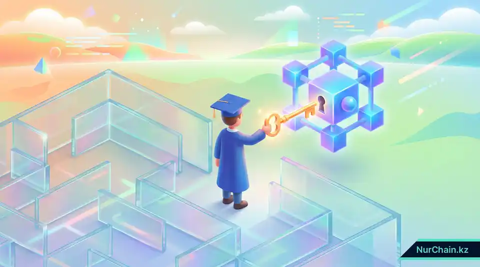 3D-фигура с золотым ключом, выходящая из лабиринта, что символизирует автономность данных и отсутствие привязки к вендору.