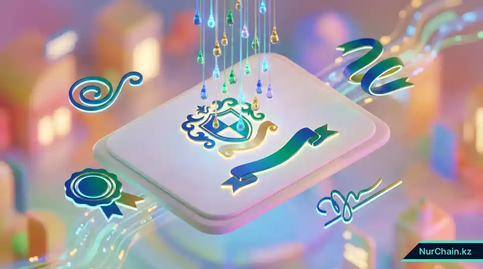 3D-диплом, настраиваемый с использованием университетского брендинга и цветов, иллюстрирующий NFT-решения White Label.