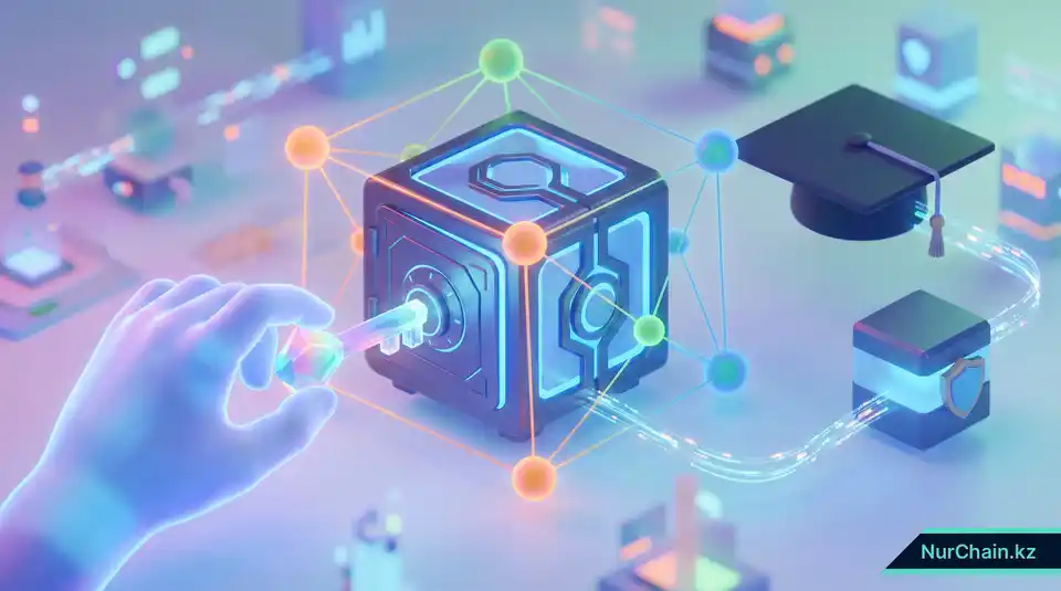 3D-иллюстрация суверенитета данных и права собственности на цифровые академические документы с использованием блокчейна.