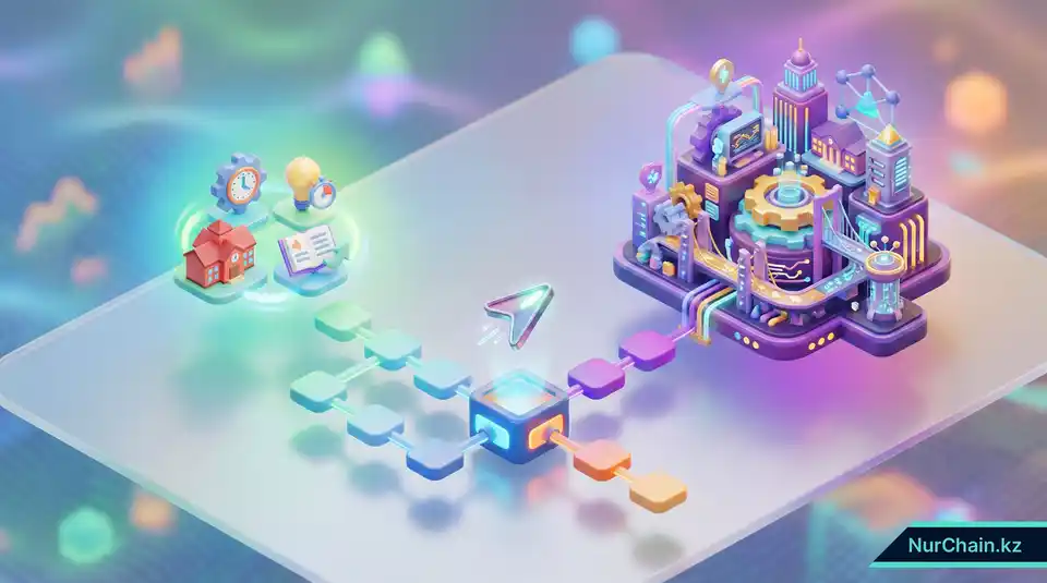 3D-блок-схема матрицы принятия решений, помогающая университетам выбрать между SaaS и индивидуальными блокчейн-моделями.