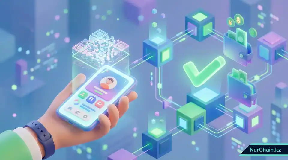 3D-интерфейс пользователя, демонстрирующий студенческий портал с верифицированным NFT-дипломом и QR-кодом для системы Univer 2.0.