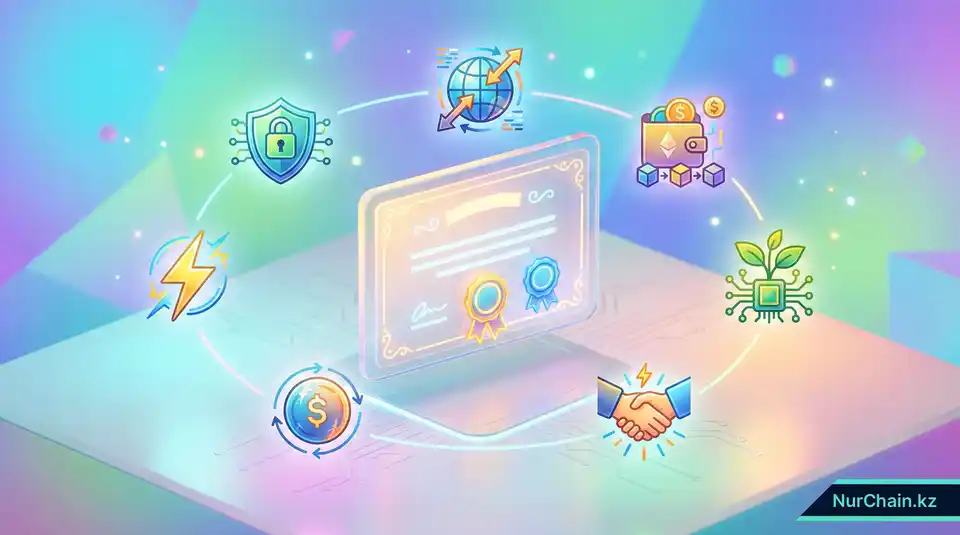 Итоговая 3D-графика: цифровой диплом в окружении иконок, символизирующих безопасность, мобильность и партнерство.