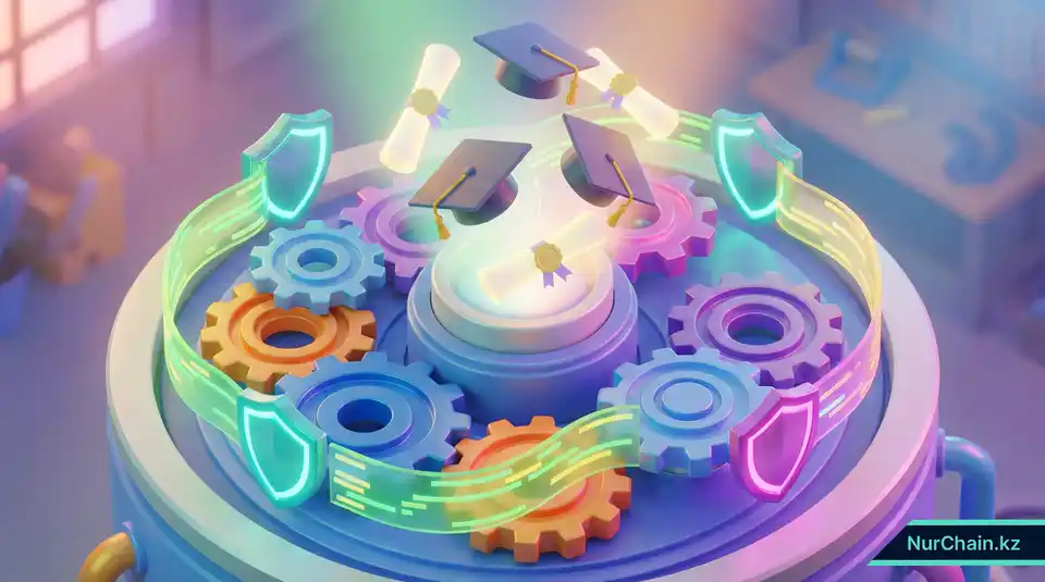 Итоговая 3D-инфографика, показывающая совместную работу всех компонентов безопасной и масштабируемой экосистемы цифровых документов.