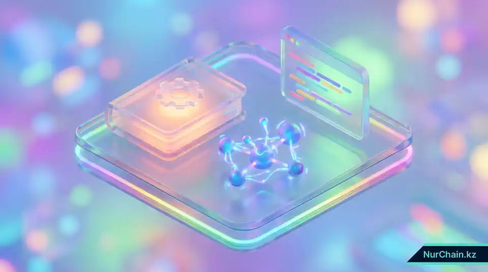 3D-представление инструментов разработки блокчейна, включая библиотеки, узлы и интерфейсы API.