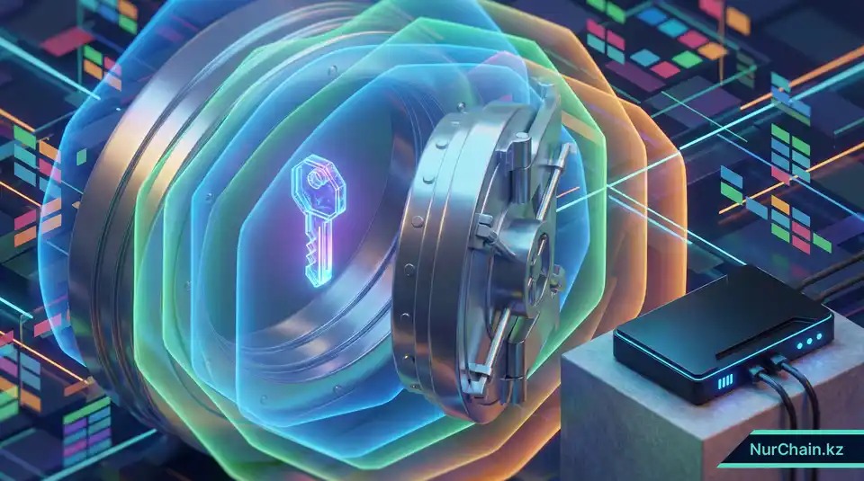 Защищенное 3D-хранилище, оберегающее цифровые ключи блокчейна с помощью нескольких уровней безопасности.