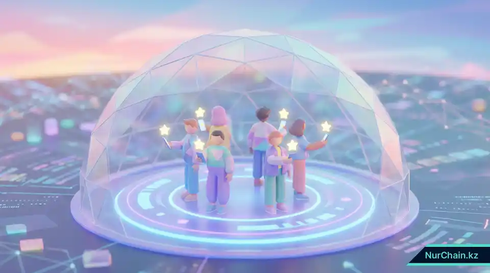 3D-иллюстрация группы выпускников, участвующих в контролируемом пилотном бета-тестировании выдачи цифровых дипломов.