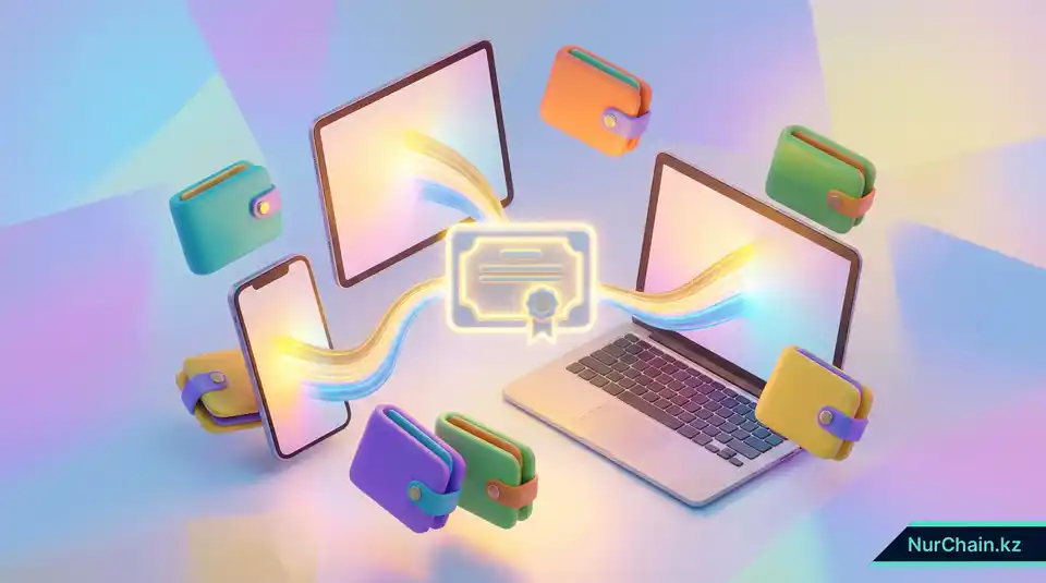3D-визуализация совместимости цифрового диплома со смартфонами, планшетами, ноутбуками и различными цифровыми кошельками.