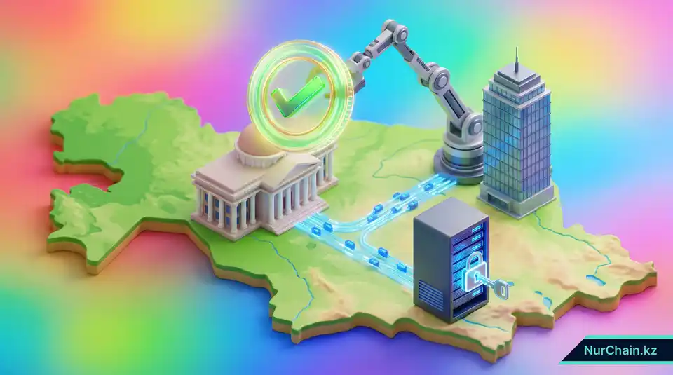 3D-визуализация лицензирования университетов и государственных разрешений на выдачу цифровых дипломов в Казахстане.