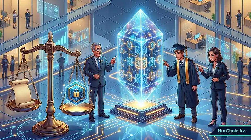 3D-иллюстрация цифрового реестра и весов правосудия, сравнивающих бумажные и цифровые документы для демонстрации юридической ответственности.