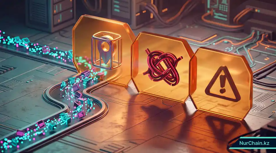 3D-визуализация потоков данных, сталкивающихся с барьерами, представляющая законодательные риски и препятствия для EdTech-стартапов.