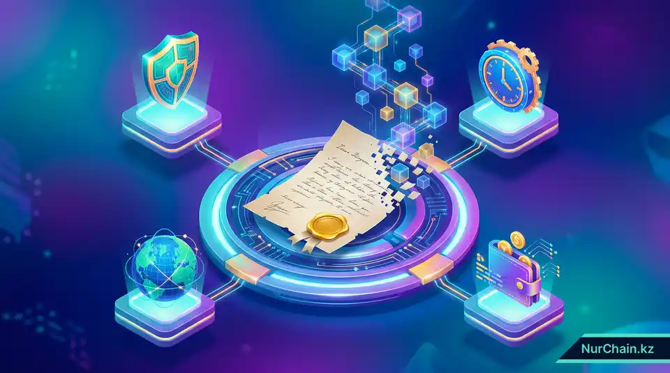 Итоговая 3D-иллюстрация, показывающая трансформацию физического документа в защищенный, признанный во всем мире цифровой документ.