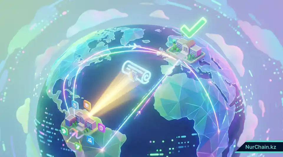 3D-глобус, показывающий процесс мгновенной передачи и верификации цифрового диплома университетами по всему миру.