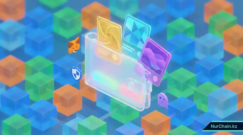 Цифровой Web3-кошелек, отображающий несколько академических NFT-сертификатов, хранящихся в блокчейн-сети.