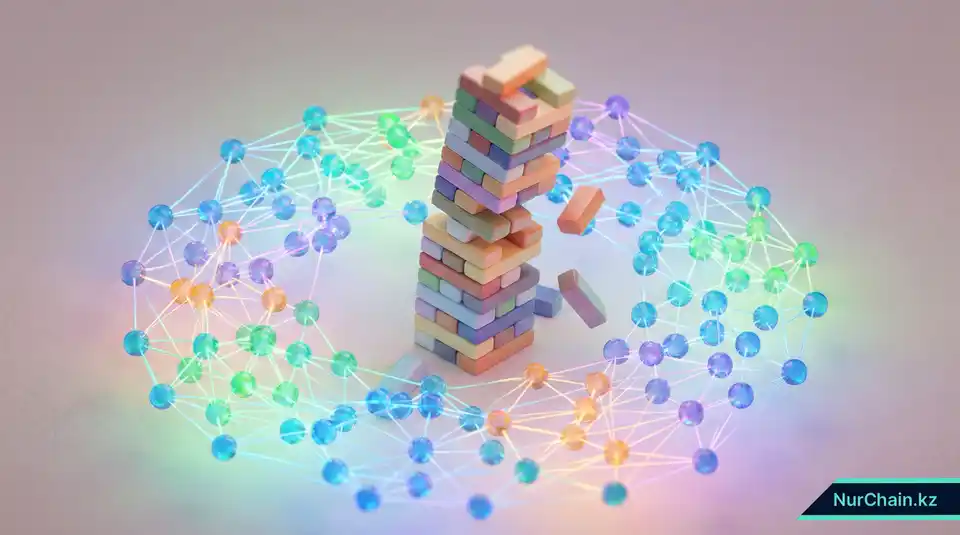 Разрушающаяся центральная башня рядом с устойчивой децентрализованной сетью, демонстрирующая различия в безопасности серверов.