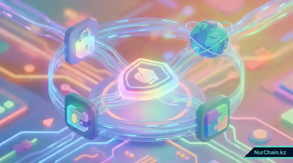 Итоговая инфографика с защитным щитом, окруженным иконками безопасности, мобильности и владения цифровыми данными.