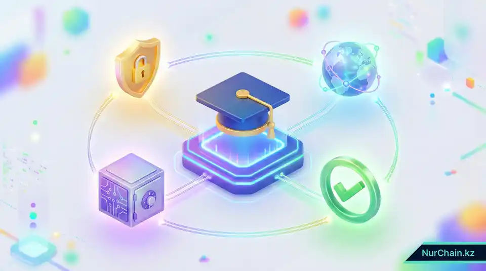 Итоговая 3D-инфографика, показывающая взаимосвязанные основы безопасности, мобильности и доверия в цифровой академической экосистеме.