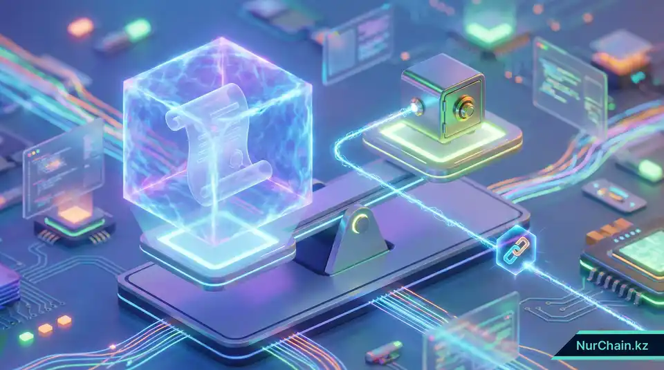 3D-изометрическое сравнение методов хранения цифровых дипломов on-chain и off-chain на весах.