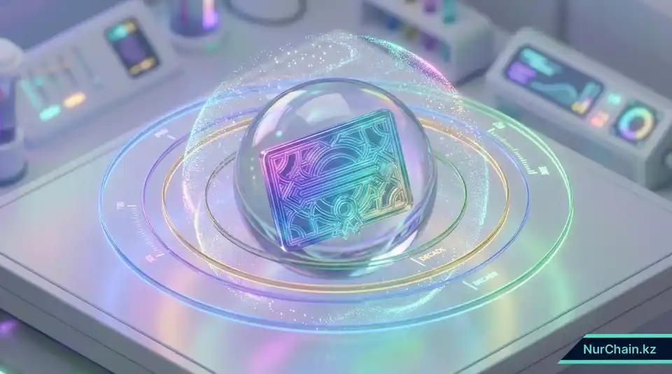 3D-иллюстрация цифрового диплома под защитой футуристической стеклянной сферы, символизирующая долгосрочную криптографическую безопасность и устойчивость к вызовам будущего.