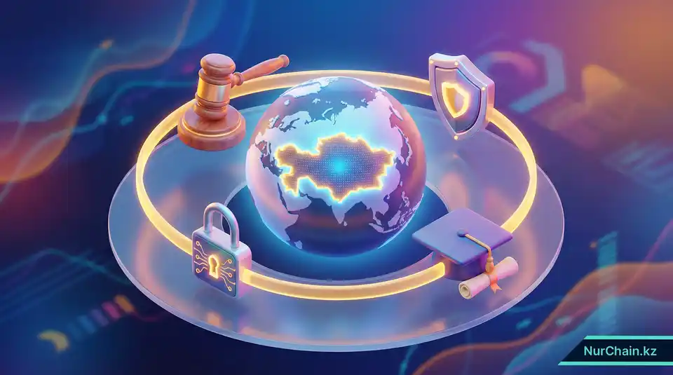 Итоговая 3D-диаграмма, демонстрирующая экосистему легальных, защищенных и локализованных цифровых документов в Казахстане.