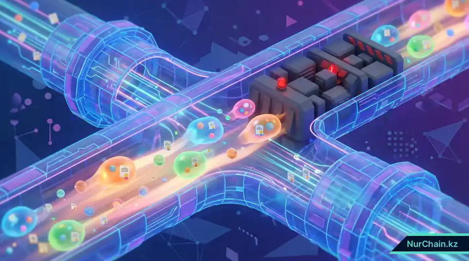 3D-визуализация того, как хранение данных в «блобах» согласно EIP-4844 снижает затраты на академические документы в блокчейне.