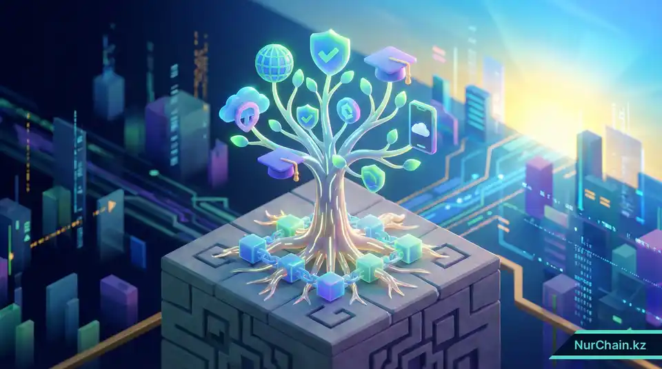 Итоговая 3D-графика, символизирующая рост и безопасность цифрового обучения и национальный суверенитет данных.