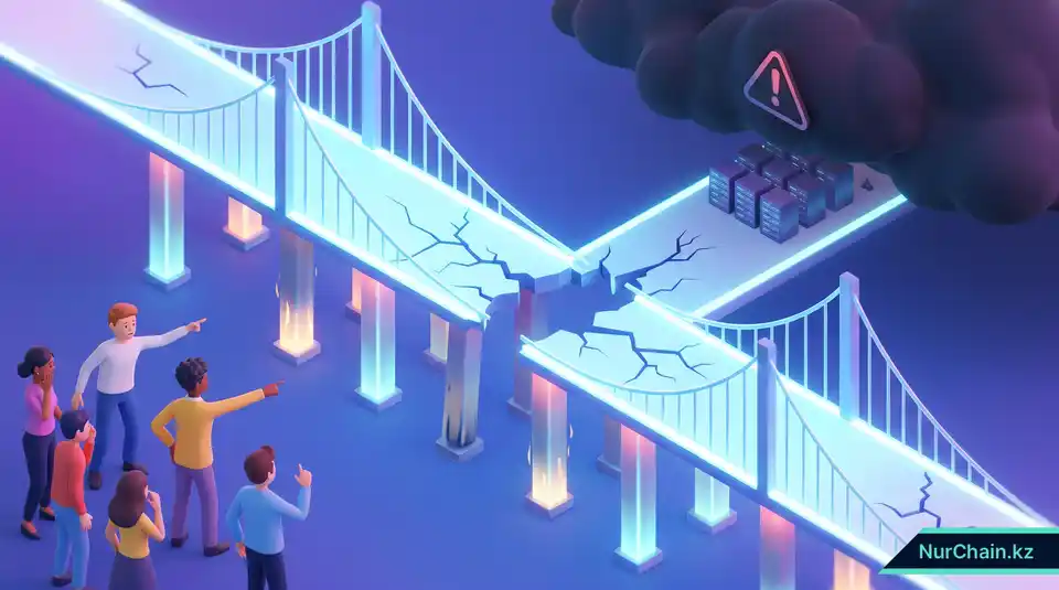 Визуализация признаков неустойчивости блокчейна, таких как разрушающаяся инфраструктура и сокращение числа сетевых узлов.