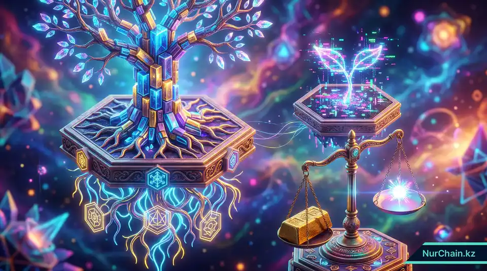 Сравнение устойчивого дерева устоявшегося блокчейна и ростка новой экспериментальной сети.