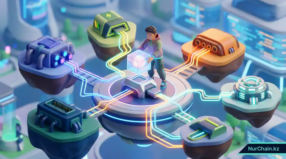 3D-иллюстрация мобильности данных и адаптации цифровых дипломов к будущим изменениям с использованием открытых стандартов.