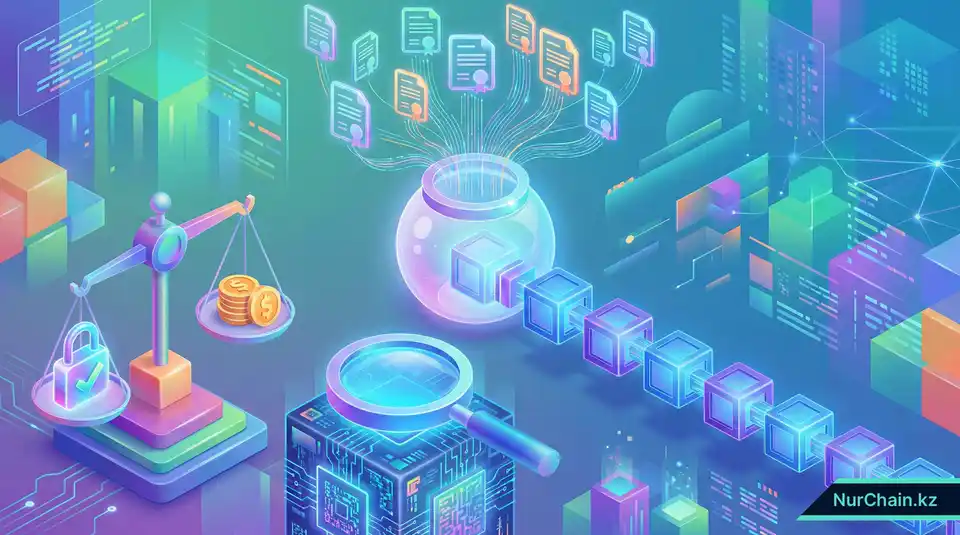 3D infographic representing hidden costs, transaction fees, and security audits for NFT diplomas.