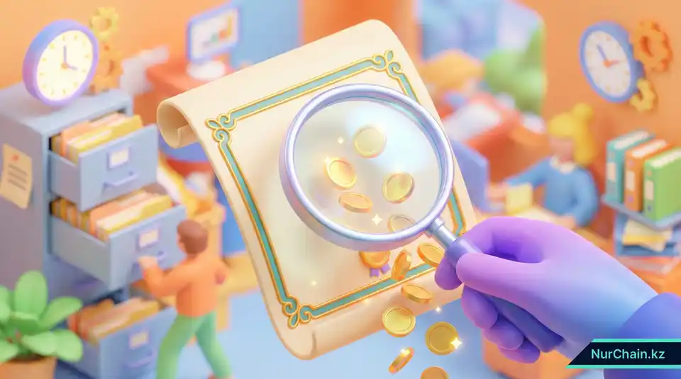 3D-визуализация: увеличительное стекло показывает золотые монеты, высыпающиеся из бумажного диплома, что символизирует скрытые расходы.