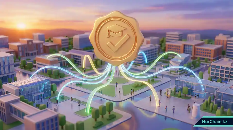 Итоговая иллюстрация современного университета, достигающего институционального совершенства благодаря цифровой автоматизации.