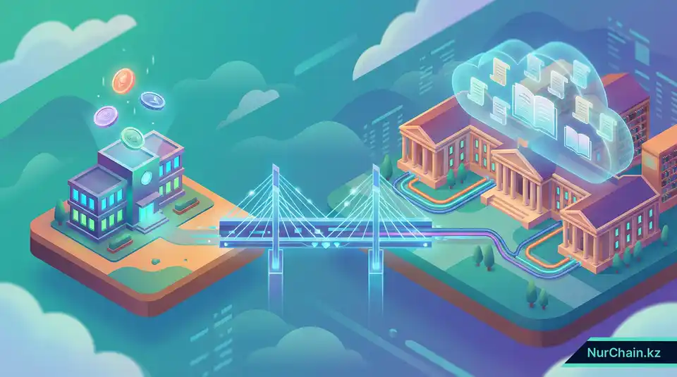 3D изометрическое сравнение небольшой школы и крупного университетского кампуса, иллюстрирующее различные пути ценообразования для цифровых образовательных документов.