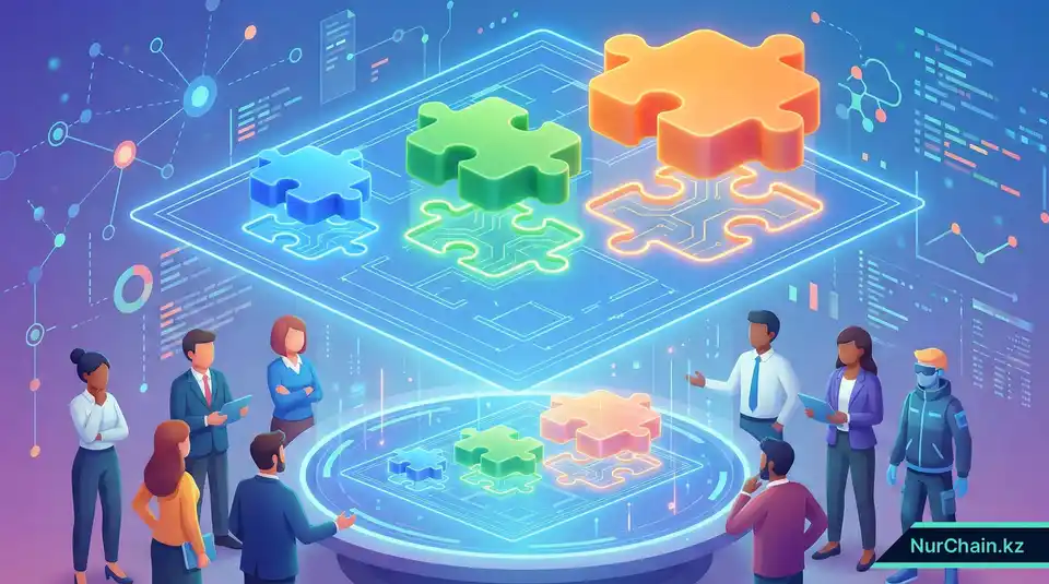 Три части пазла, устанавливаемые в цифровой чертеж, что символизирует стратегический выбор модели ценообразования для учебных заведений.