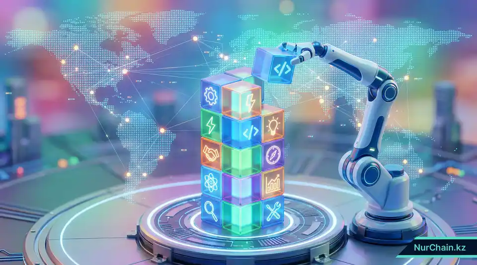 Изометрическая 3D-иллюстрация набора блоков микро-документов, формирующих полную профессиональную квалификацию.